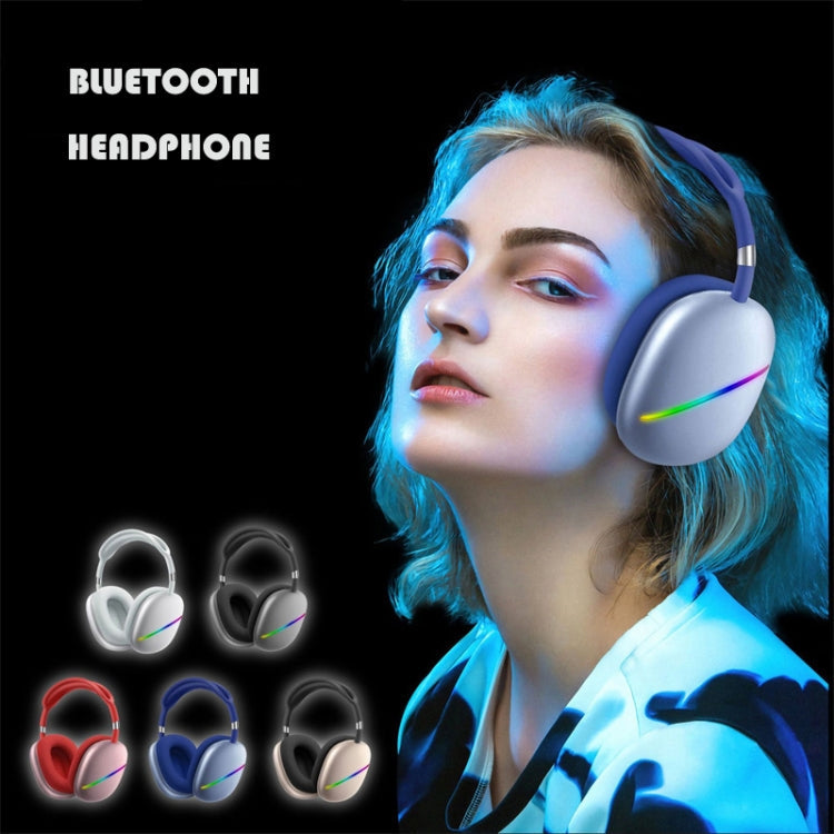 AUKZ MAX10 MAX10 RGB Wireless Bluetooth Headphones with Microphone Support TF Card (Blue)