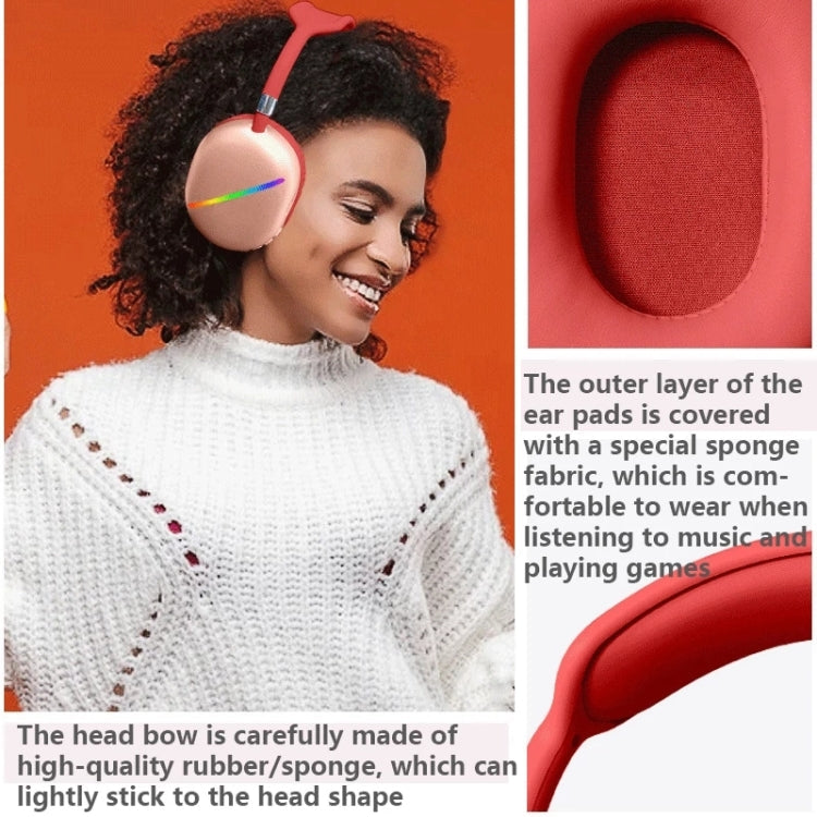 AKZ MAX10 MAX10 RGB Wireless Bluetooth Music Headset with Microphone Supports TF Card (Red)