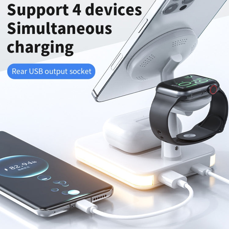 WX-991 Chargeur sans fil magnétique 4 en 1 pour iPhone / iWatch / Airpods ou autres téléphones intelligents (Blanc)