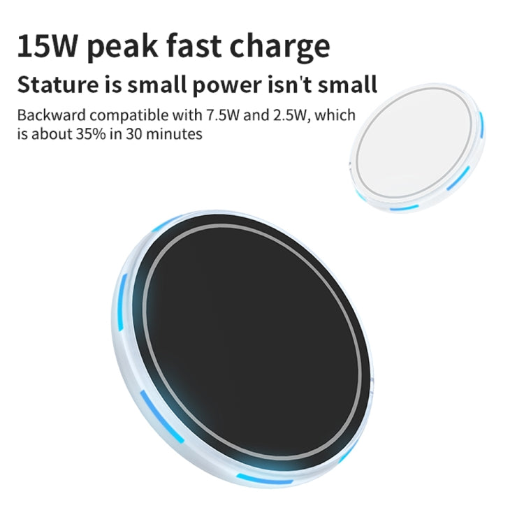 W-975 Chargeur sans fil à absorption magnétique ultra-mince 15W Max pour iPhone et autres téléphones intelligents (Noir)
