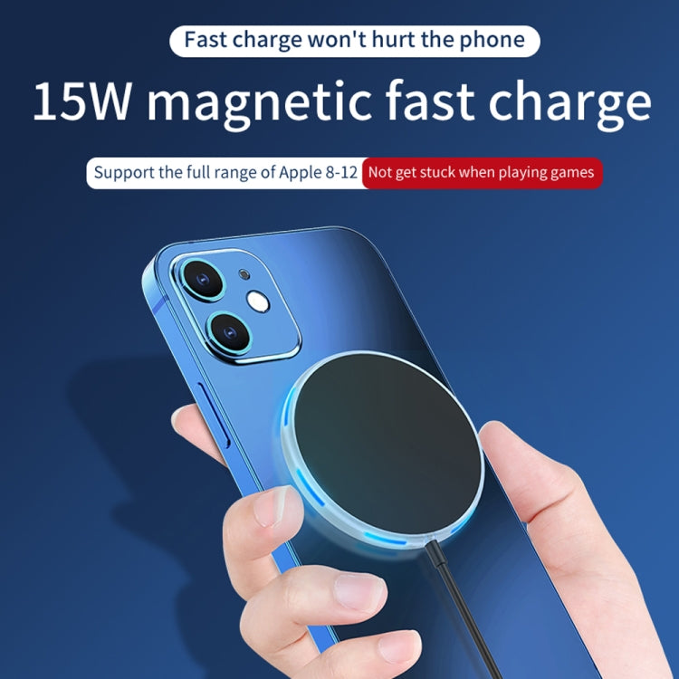 W-975 Cargador Inalámbrico de absorción Magnética ultrafino de 15W máximo para iPhone y otros Teléfonos Inteligentes (Blanco)