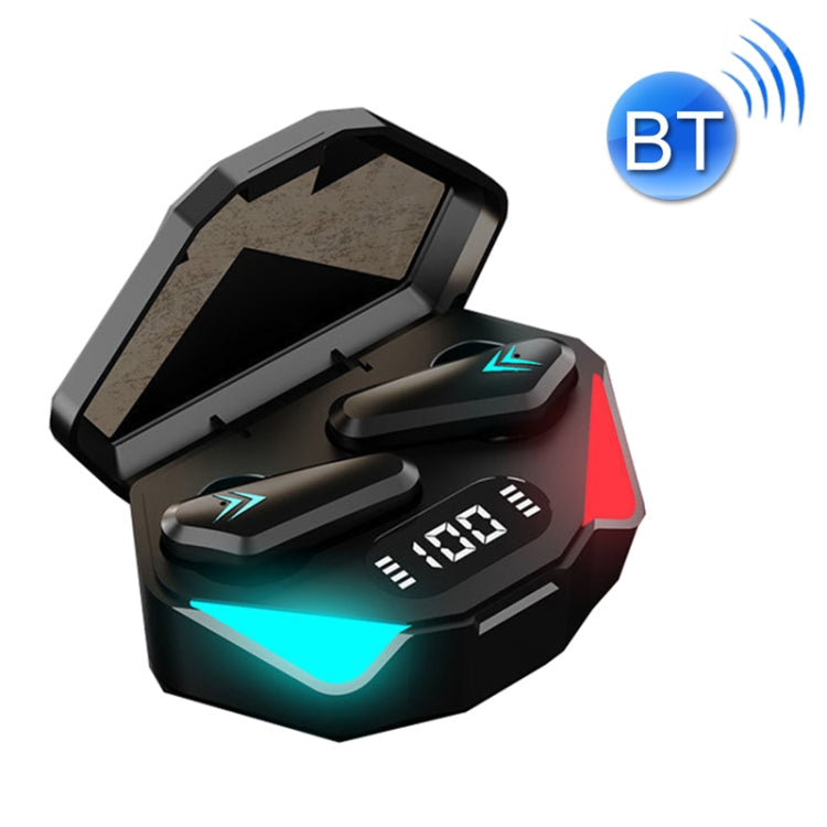TWS-Y04 Bluetooth 5.0 TWS Binaural TRUE STEREO TOUCH AURAPHIC Control Controller WITH LED CHARGING CASE (Black)
