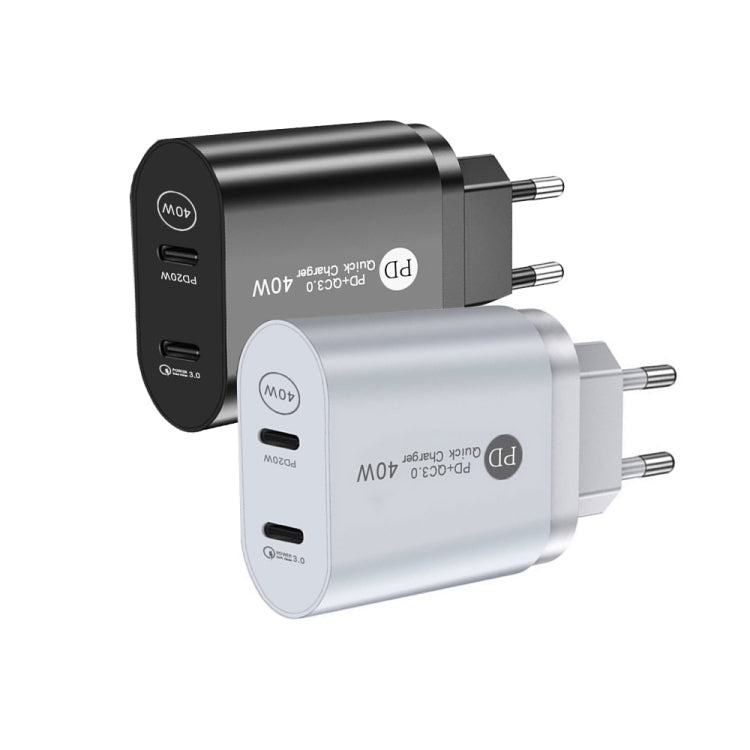 Chargeur rapide 40W PD USB-C / Type-C pour iPhone / iPad Series EU Plug (Noir)