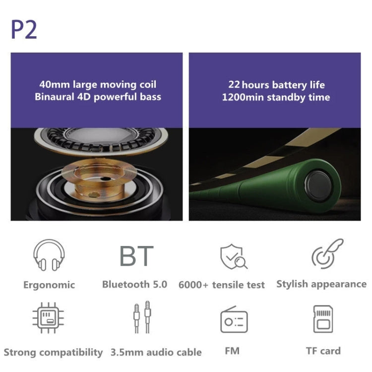Auriculares Inalámbricos Bluetooth plegable P2 Micrófono incorporado para Teléfonos para PC / celulares (Rosa)