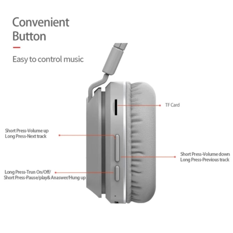 Auricular Inalámbrico Stereo plegable P2 Micrófono incorporado para pc / celulares (Gris)