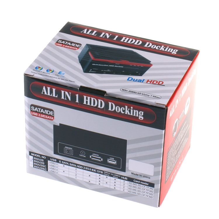 892U2LS USB 2.0 2.5 / 3.5 SATA All in 1 HDD Docking with Card Reader (AU PLUG)