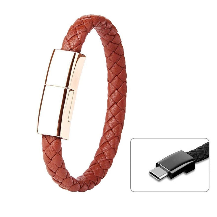 XJ-72 Câble de charge de bracelet USB vers USB-C / TYPE-C de 20 cm (marron)