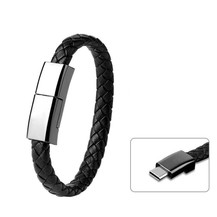 XJ-72 20 cm USB a la pulsera USB-C / TYPE-C Cable de Carga de pulsera (Negro)