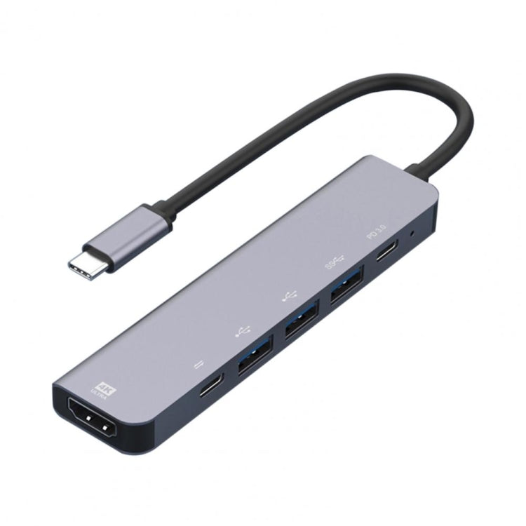 6-IN-1 Type-C vers HDMI + PD + Type-C + USB3.0 + USB2.0 x 2 Adaptateur de concentrateur de station d'accueil