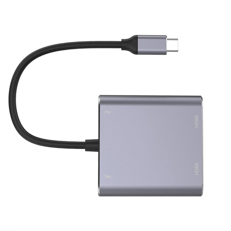 4 in 1 Type C to Dual HDMI + USB + Type-C Hub Adapter