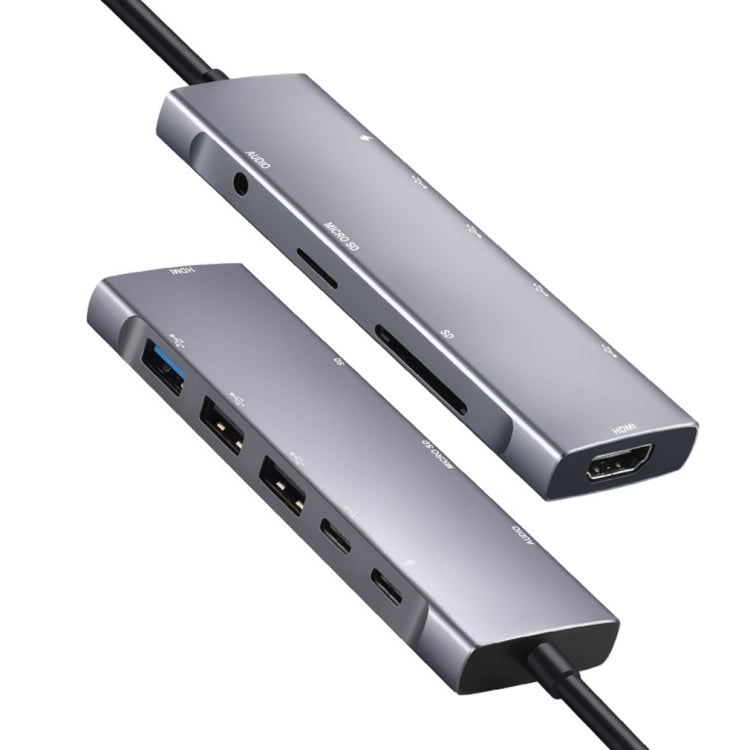 9-IN-1 USB Tipo C a HDMI + USB3.0X3 + Tipo-C + PD + SD / TF + Adaptador de HUB de Audio