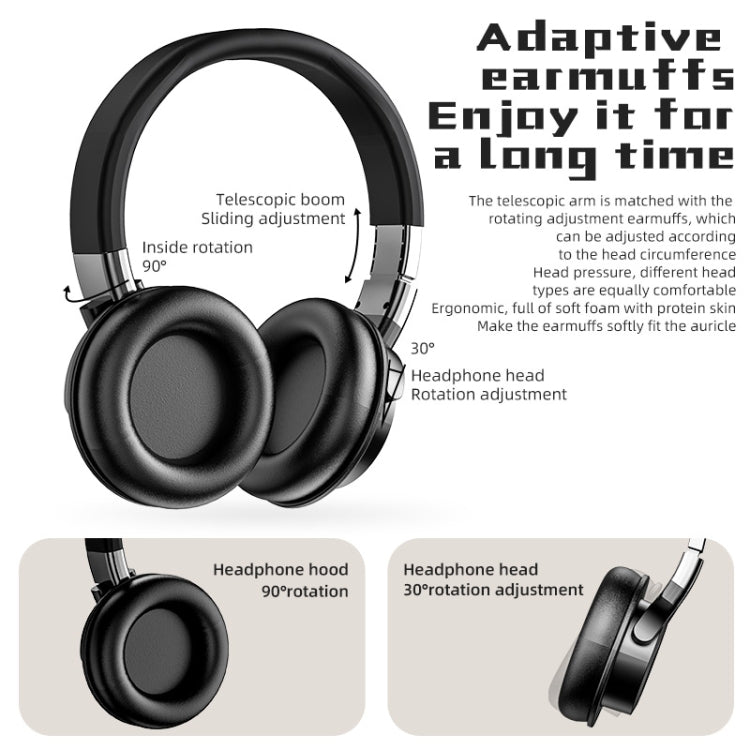 A51 USB Charging Wireless Bluetooth HiFi Stereo Headphones with Microphone (Black)