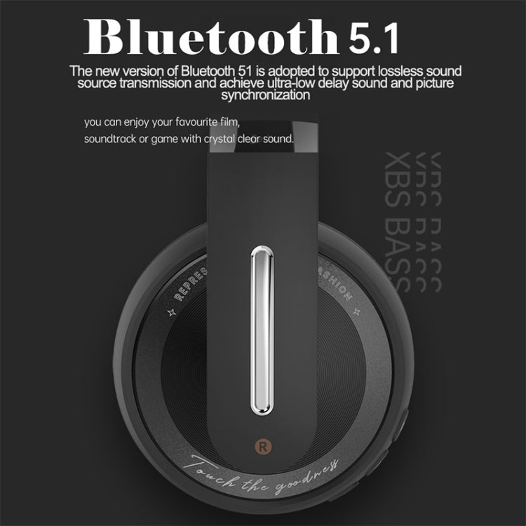 Casque stéréo sans fil Bluetooth 5.1 P6 avec microphone (noir)