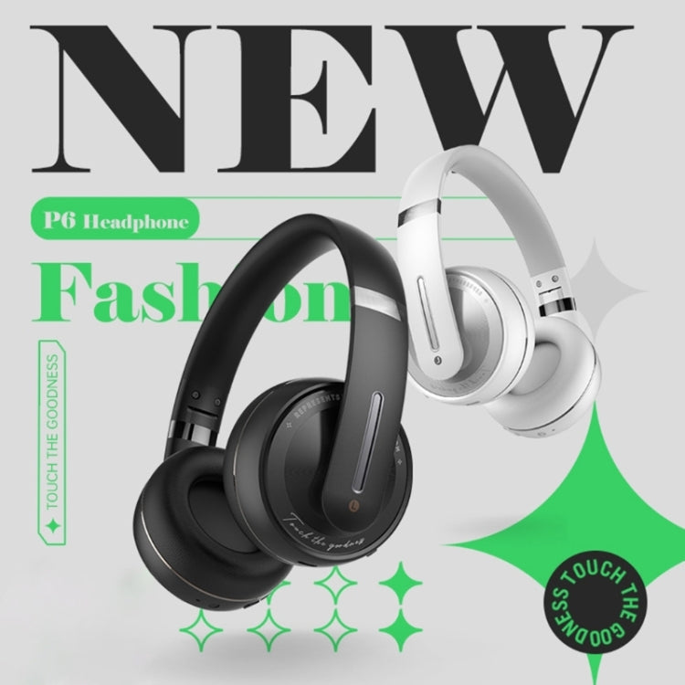 P6 Bluetooth 5.1 Wireless Stereo Headphones with Microphone (White)