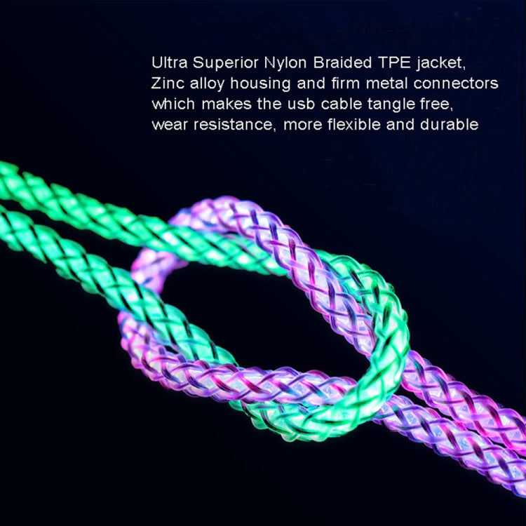 XJ-84 USB to Micro USB Aluminum Alloy RGB Fast Stream Charging Data Cable length: 1m