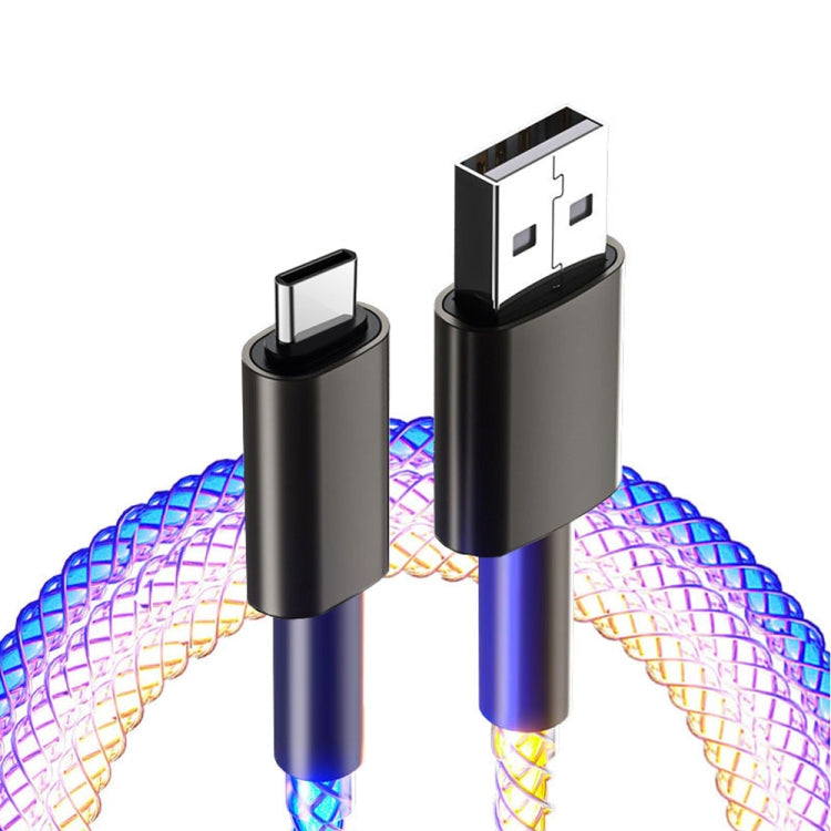XJ-85 USB a Type-C Aluminio Aluminio RGB Cable de Datos de Carga de flujo Rápido longitud: 1m