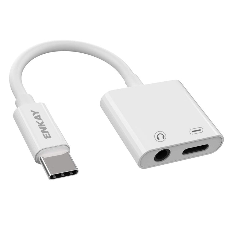 Enkay ENK-AT106 USB-C / Type-C a 3.5 mm de Audio + Tipo-C Auriculares y Adaptador de Carga Cable de Datos