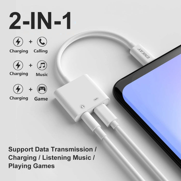 Enkay ENK-AT106 USB-C / Type-C to 3.5mm Audio + Type-C Headphone and Charging Adapter Data Cable