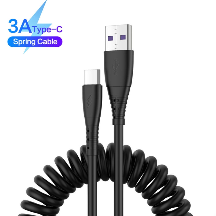 Câble de données de charge rapide pour téléphone portable télescopique USB vers Type-C de 1,5 m à ressort