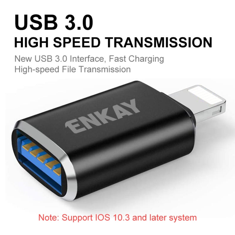 Enkay ENK-AT110 Adaptateur 8 broches mâle vers USB 3.0 femelle en alliage d'aluminium (noir)