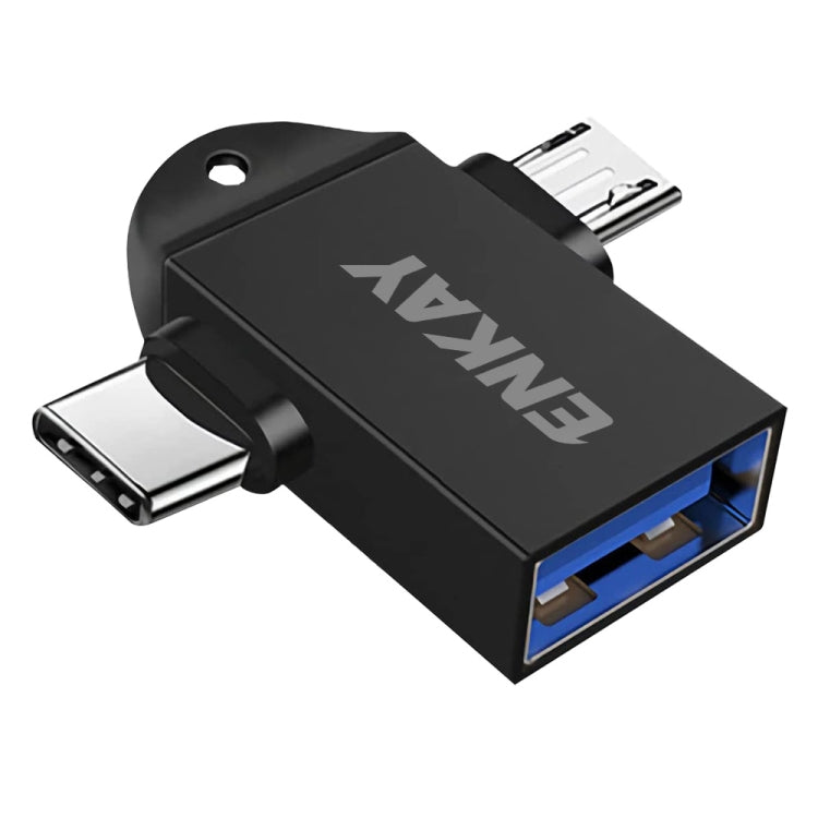 Enkay ENK-AT112 2 en 1 Type C + Micro USB vers USB 3.0 Adaptateur OTG en Aluminium ALEAY (Noir)