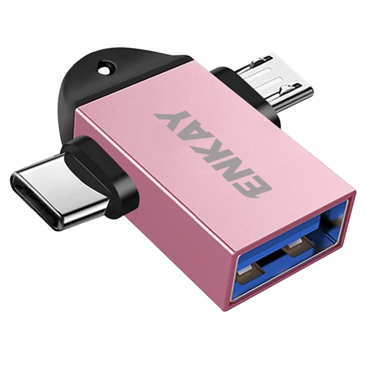Enkay ENK-AT112 2 en 1 Tipo C + Micro USB a USB 3.0 ALEAY OTG OTG Adaptador (Rosa)