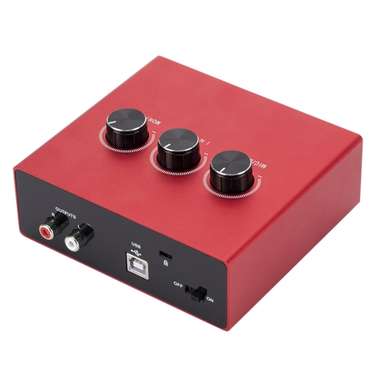 Tarjeta de sonido de Audio de grabación USB 2x2 (Rojo)