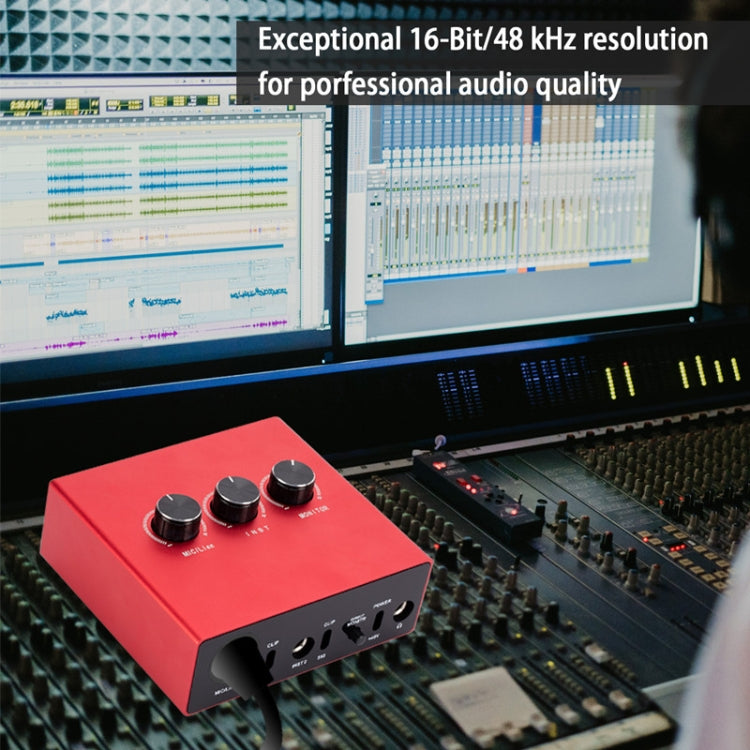 2x2 USB Recording Audio Sound Card (Red)