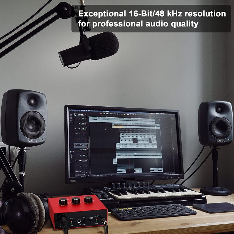 Tarjeta de sonido de Audio de grabación USB 2x2 (Negro)