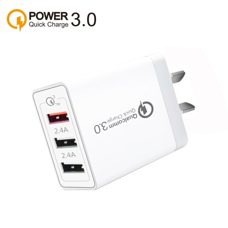 SDC-30W QC3.0 USB + 2 ports USB 2.0 Chargeur rapide avec câble USB vers prise AU 8 broches