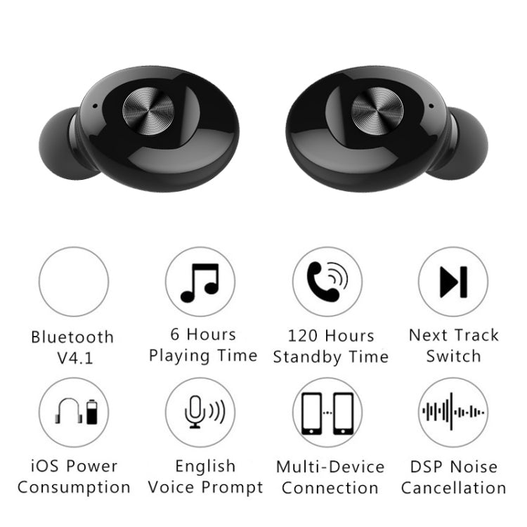 XG-U12 TWS Bluetooth 5.0 Single Ear Wireless Bluetooth Stereo Headphones (Black)