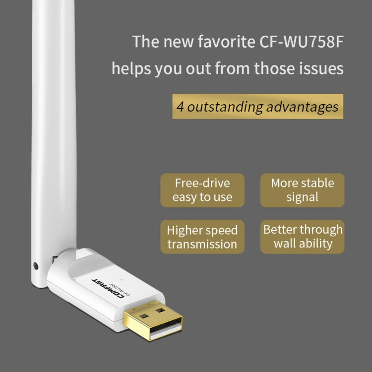 Routeur sans fil USB double bande COMFAST CF-758F 650M via une unité sans mur 802.11b/g/n 2.4G/5.8G carte réseau sans fil