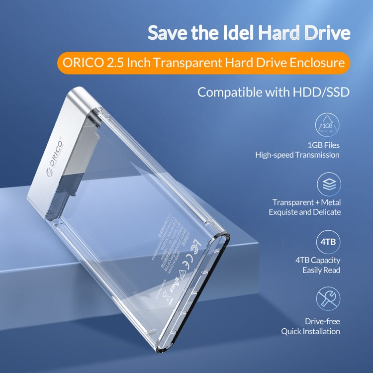 ORICO 2129U3 2.5 Inch USB 3.0 Transparent Hard Drive Enclosure