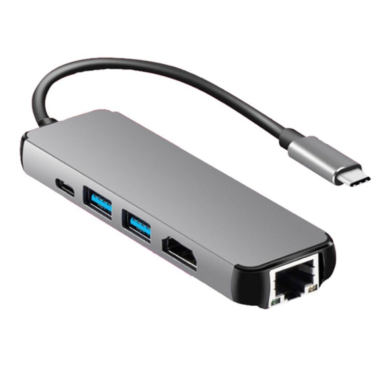 Hub USB3.1 tipo C a HDMI + Puerto Gigabit Ethernet + 2 Puertos USB3.0 + Cable adaptador PD Para Macbook Pro