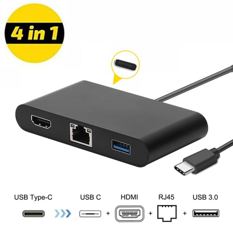 Adaptateur de convertisseur de câble Type-C vers HDMI 4K USB 3.0 Port de charge RJ45 Type PD