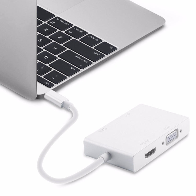 4 en 1 USB 3.1 USB C Type C vers HDMI VGA DVI USB 3.0 Câble adaptateur pour ordinateur portable Apple Macbook Google Chromebook Pixel