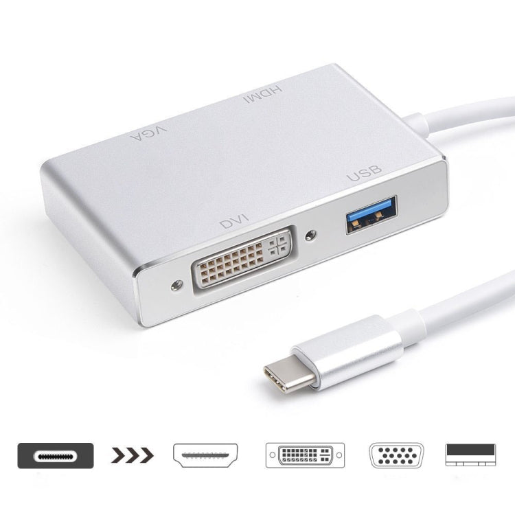 4 en 1 USB 3.1 USB C Tipo C a HDMI VGA DVI Cable adaptador USB 3.0 Para computadora Portátil Apple Macbook Google Chromebook Pixel