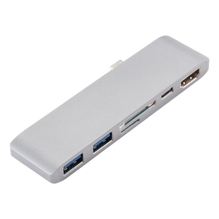 Tipo C a HDMI USB3.0 HUB Adaptador de Tarjeta SD / TF de Carga USB-C Para Macbook GW (Plata)