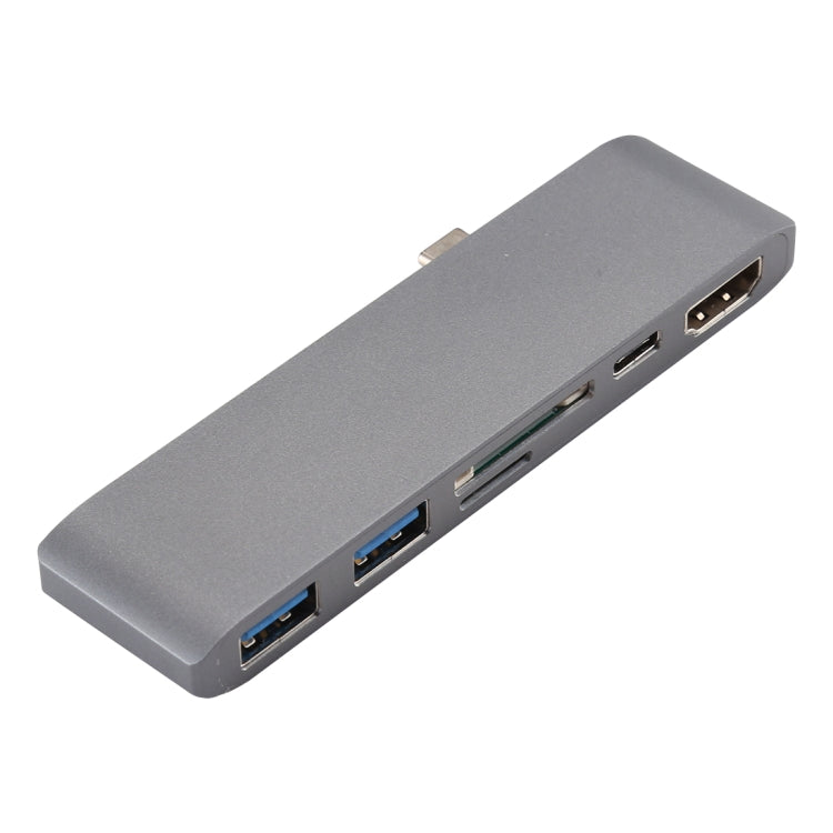 Type C to HDMI USB3.0 HUB USB-C Charging SD/TF Card Adapter for Macbook GW (Grey)
