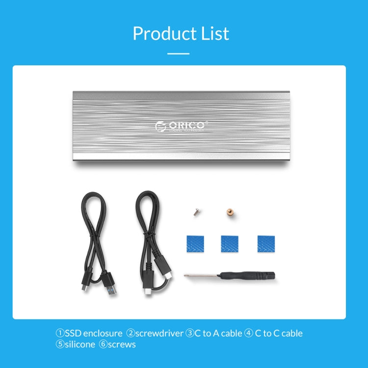 Caja SSD ORICO PRM2-C3 NVMe M.2 (10 Gbps) Plata
