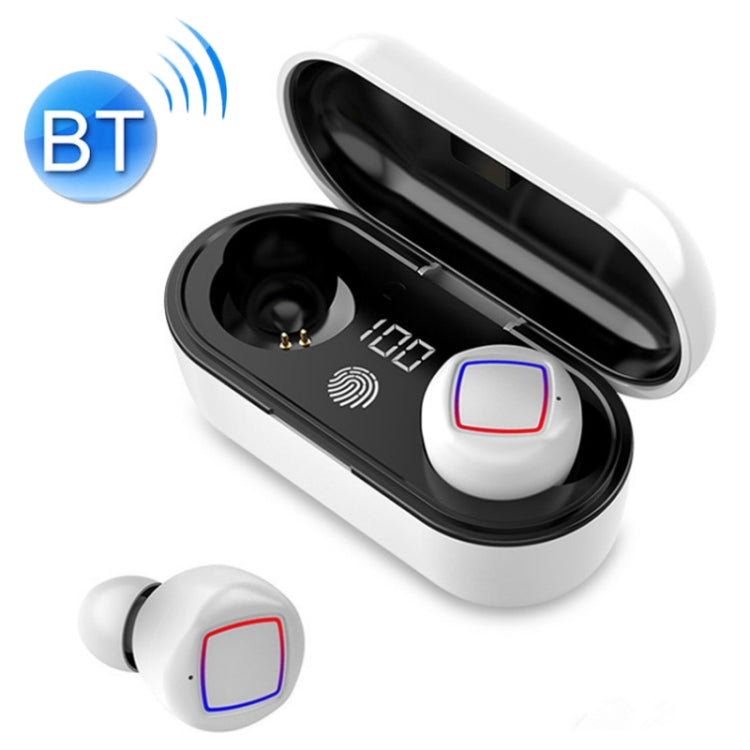 TWS Pantalla LED de batería para Auriculares Bluetooth con toque de huellas dactilares con compartimiento de Carga (Blanco)
