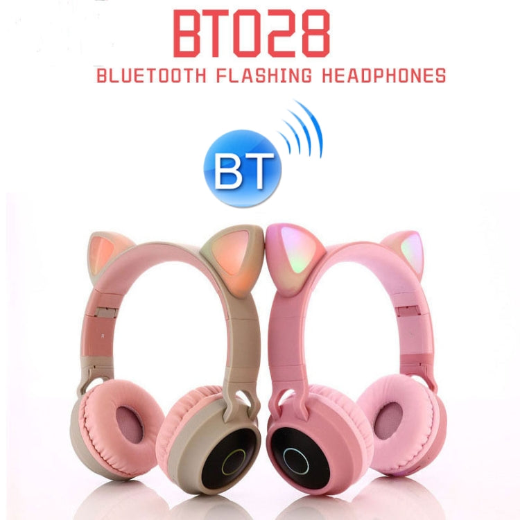 BT028C Lindo gato Auriculares Bluetooth 5.0 Auriculares con Auriculares con Auriculares Inalámbricos Stereo plegables con Micrófono / luz LED / Radio FM / Tarjeta TF (Azul)
