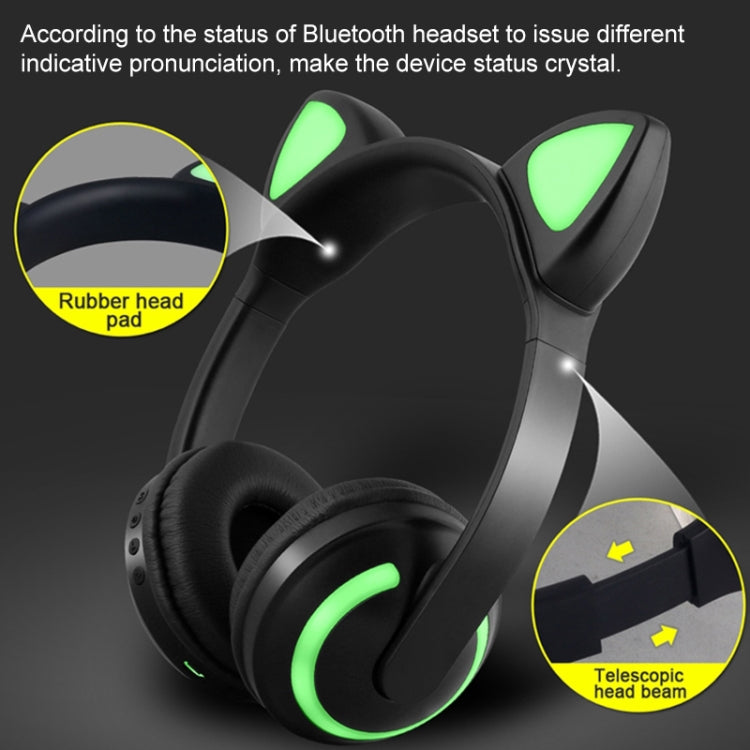 ZW19 LED 7 Colors Light Bluetooth Stereo Wireless Headphones Glowing Flashing Cat Ear Gaming Headset (Fairy Deer)
