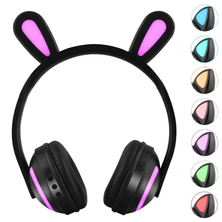 ZW19 LED 7 Colores de luz Bluetooth Stereo Auriculares Inalámbricos Oreja de gato Parpadeante Auricular para juegos brillante (Conejo Chica)