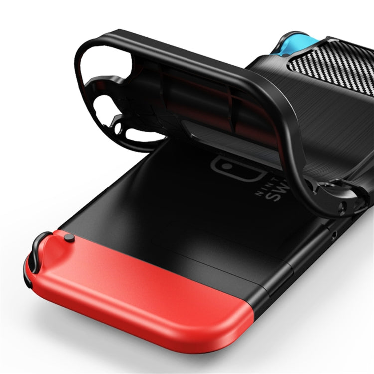 For Nintendo Switch Texture Brushed Carbon Fiber TPU Case (Black)