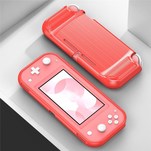 Textura cepillada Fibra de carbono TPU Case Para Nintendo Switch Lite (Rojo)