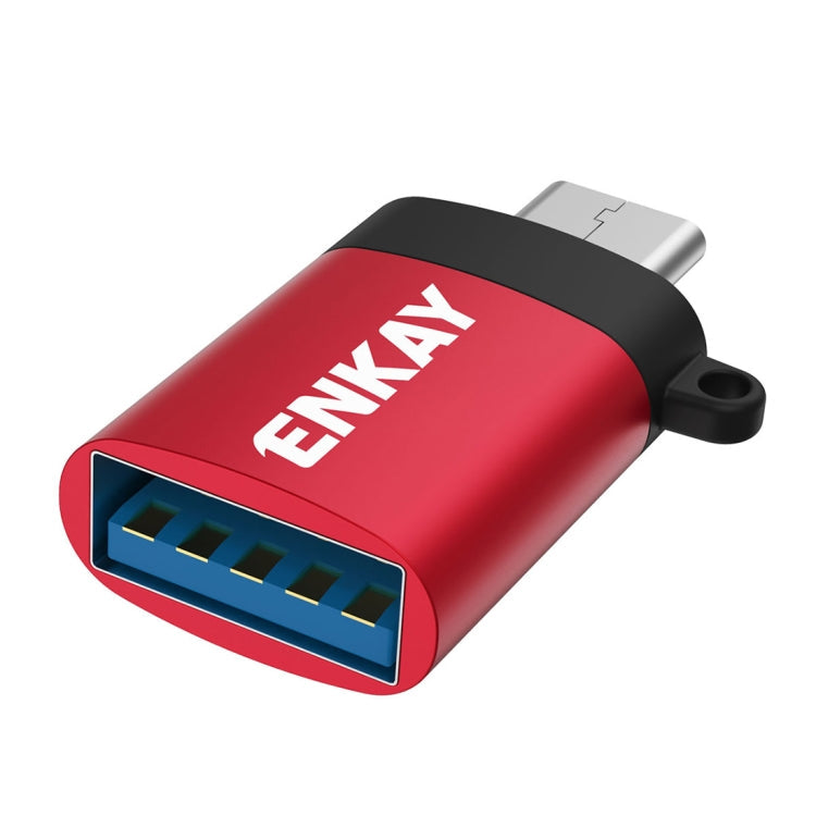 ENKAY ENK-AT101 Aluminum Alloy USB-C / Type-C to USB 3.0 OTG Data Adapter Converter (Red)