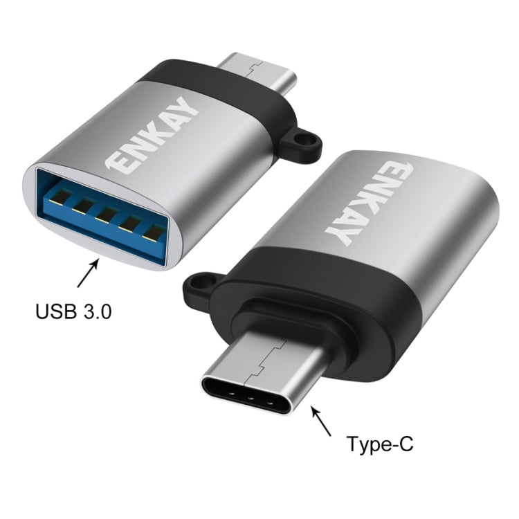ENKAY ENK-AT101 USB-C / Type-C to USB 3.0 Aluminum Alloy OTG Data Adapter Converter (Black)