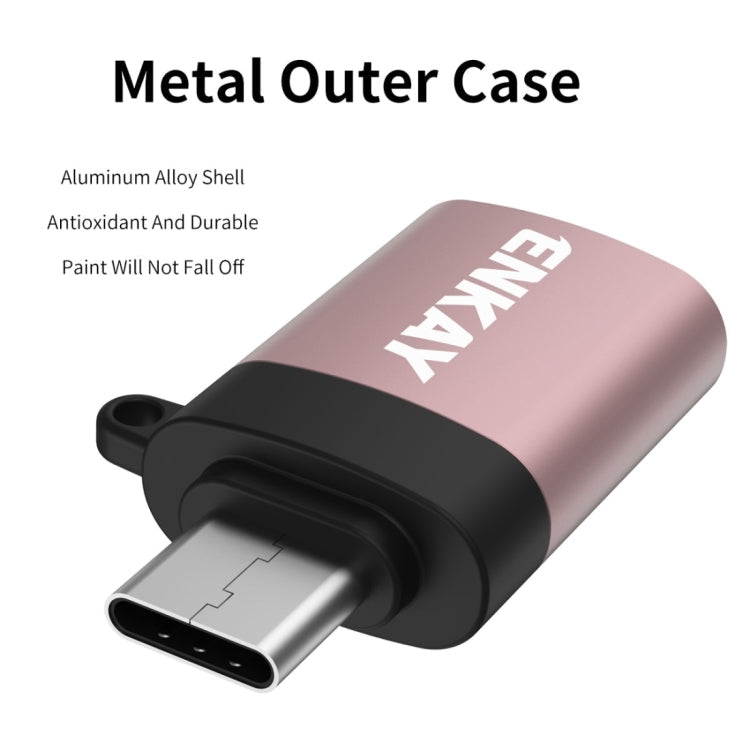 ENKAY ENK-AT101 Convertisseur d'adaptateur de données OTG en alliage d'aluminium USB-C / Type-C vers USB 3.0 (or rose)