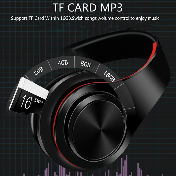B7 Auriculares Inalámbricos Bluetooth Auriculares plegables Auriculares ajustables con Micrófono (Negro Rojo)
